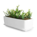 MyGift 14 Inch Unglazed White Ceramic Indoor Plant Pot with Drainage Hole | Rectangular Succulent Planter Window Box