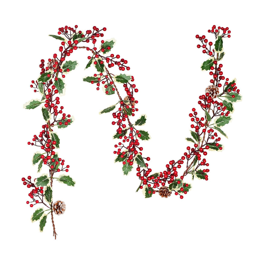 DearHouse 7FT Red Berry Christmas Garland with Pine Cone Garland Artificail Garland Indoor Outdoor Garden Gate Home Decoration for Winter Holiday New Year Decor