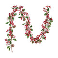 DearHouse 7FT Red Berry Christmas Garland with Pine Cone Garland Artificail Garland Indoor Outdoor Garden Gate Home Decoration for Winter Holiday New Year Decor