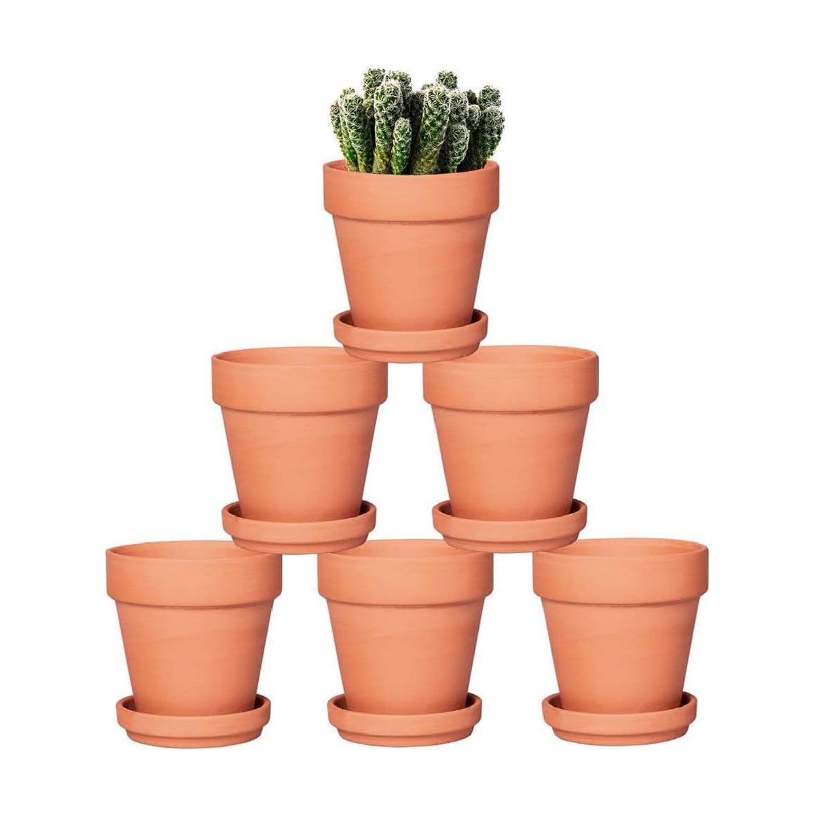 Terra Cotta Pots with Saucer - 6 Pack 5 Inch Clay Pot Ceramic Pottery Planter Cactus Flower Pots Succulent Pot Drainage