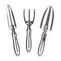 Heavy Duty Garden Tools with Digging Trowel, Transplant Trowel and Cultivator Hand Rake Solid One Piece Cast Aluminum