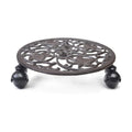 Fasmov Rose Cast Iron Plant Stand Plant Pallet Caddy Plant Pot with Heavy Duty Wheels Indoor Outdoor Planter Trolley