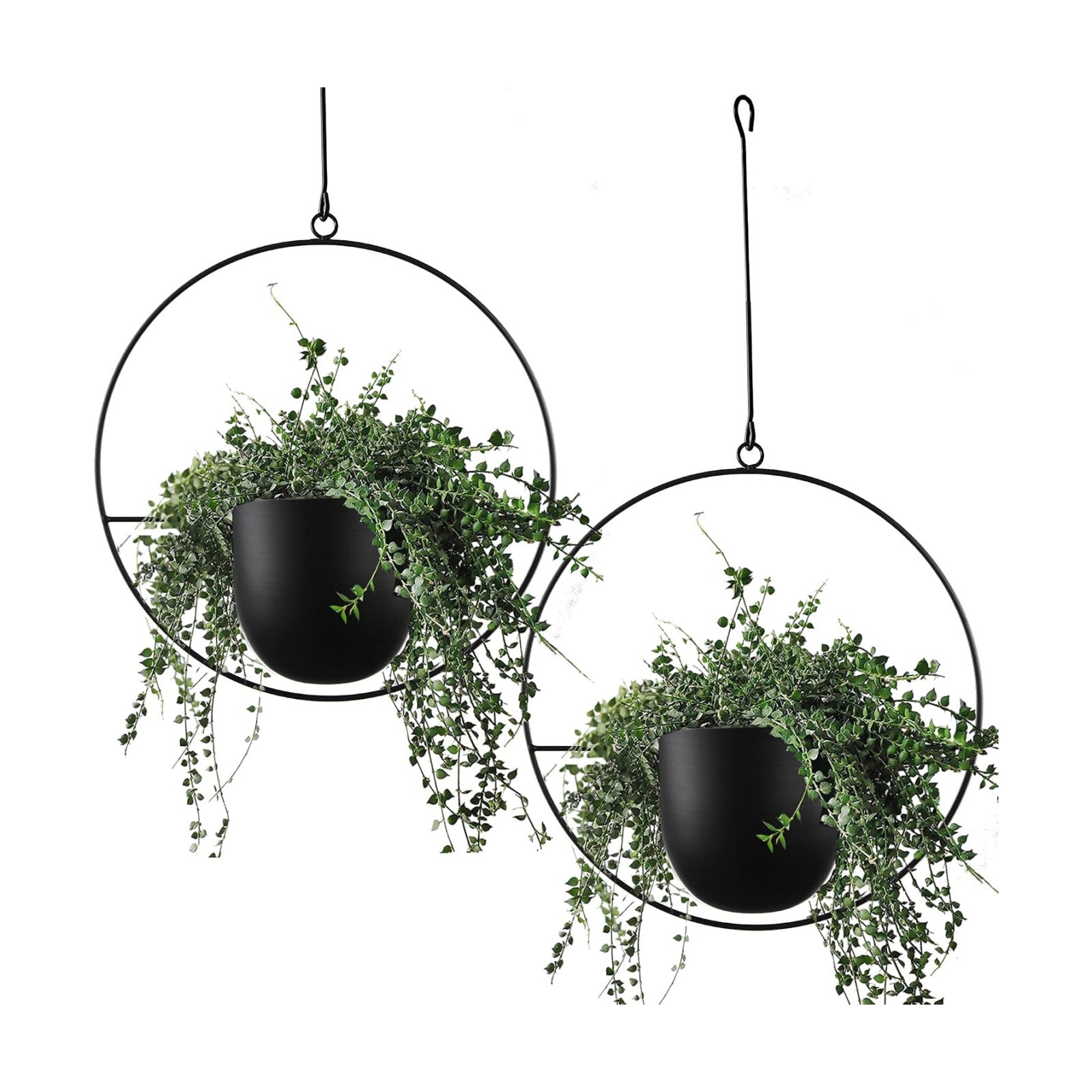 2 Pcs Hanging Planters for Indoor and Outdoor Plants with Hooks and Chains, Metal Modern Wall Ceiling Planter Hangers