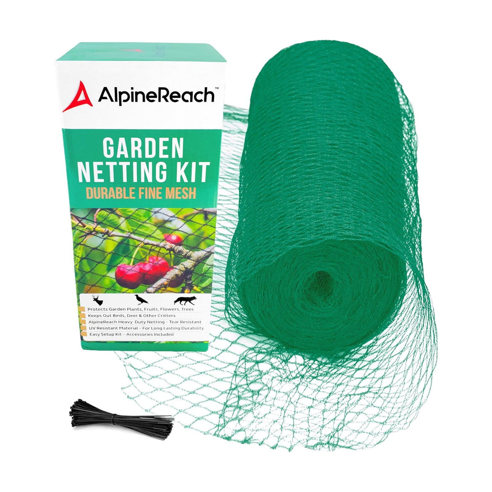 AlpineReach Garden Netting 7.5 x 65 ft Heavy Duty Bird Net, Deer, Plant Protection Extra Strong Woven Mesh, Reusable