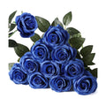 10pcs Blue Roses Artificial Flowers, Realistic Faux Rose with Long Stem