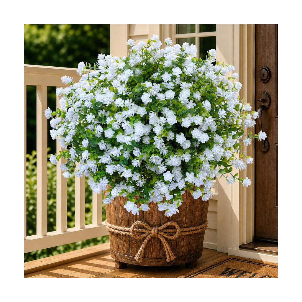 AXYLEX Artificial Flowers for Outdoors, 12 Bundles Fake Plants (White)