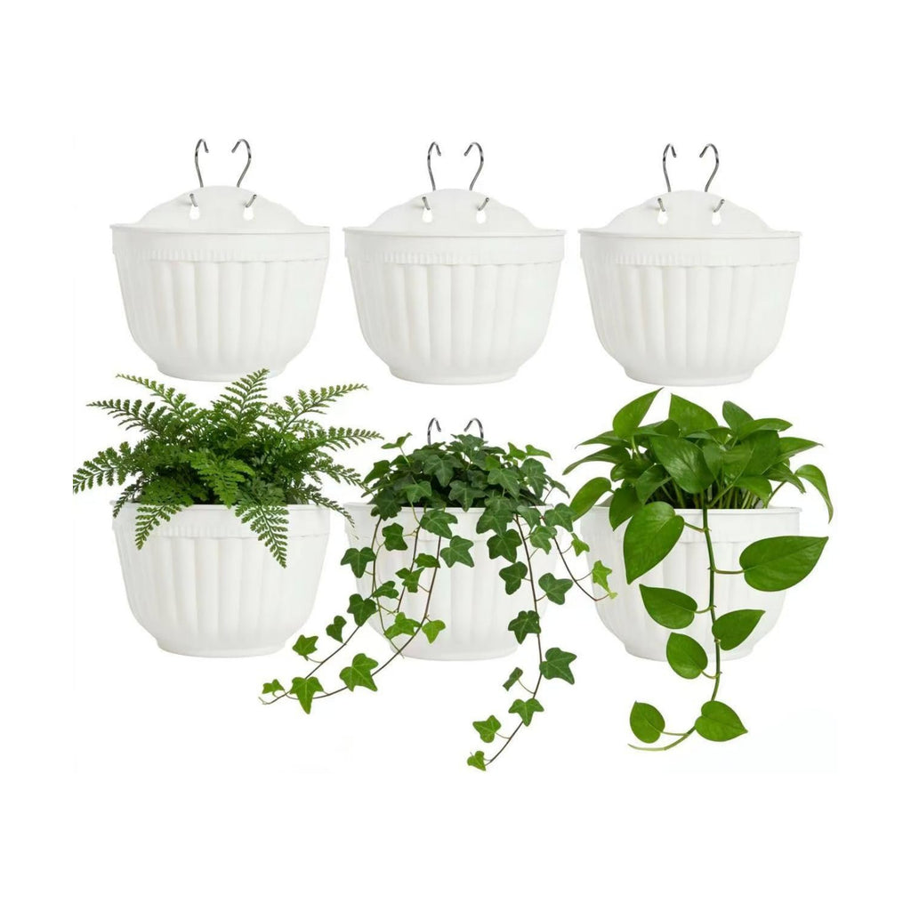ORIMERC 6 Pcs Plastic Large Wall Plant Pots Vertical Garden Living Wall Mounted Window Hanging Basket Fence Planters