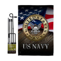 US Navy Garden Flag - Set with Stand Armed Forces USN Seabee United State American Military Veteran Retire Official