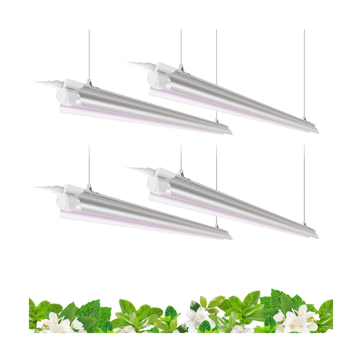 Barrina T8 LED Grow Light 4FT, Full Spectrum, Pinkish White, 4 Packs
