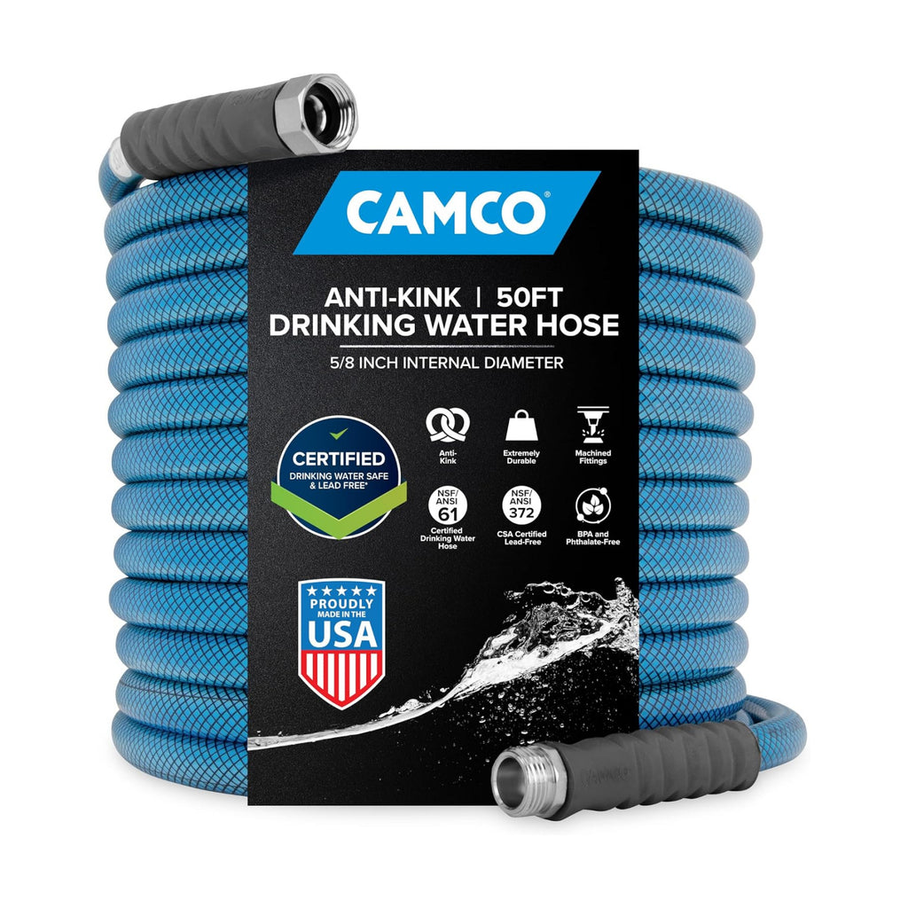 Camco TastePURE 50-Foot Premium Drinking Water Hose | Features a Heavy-Duty Reinforced PVC Construction, Machined