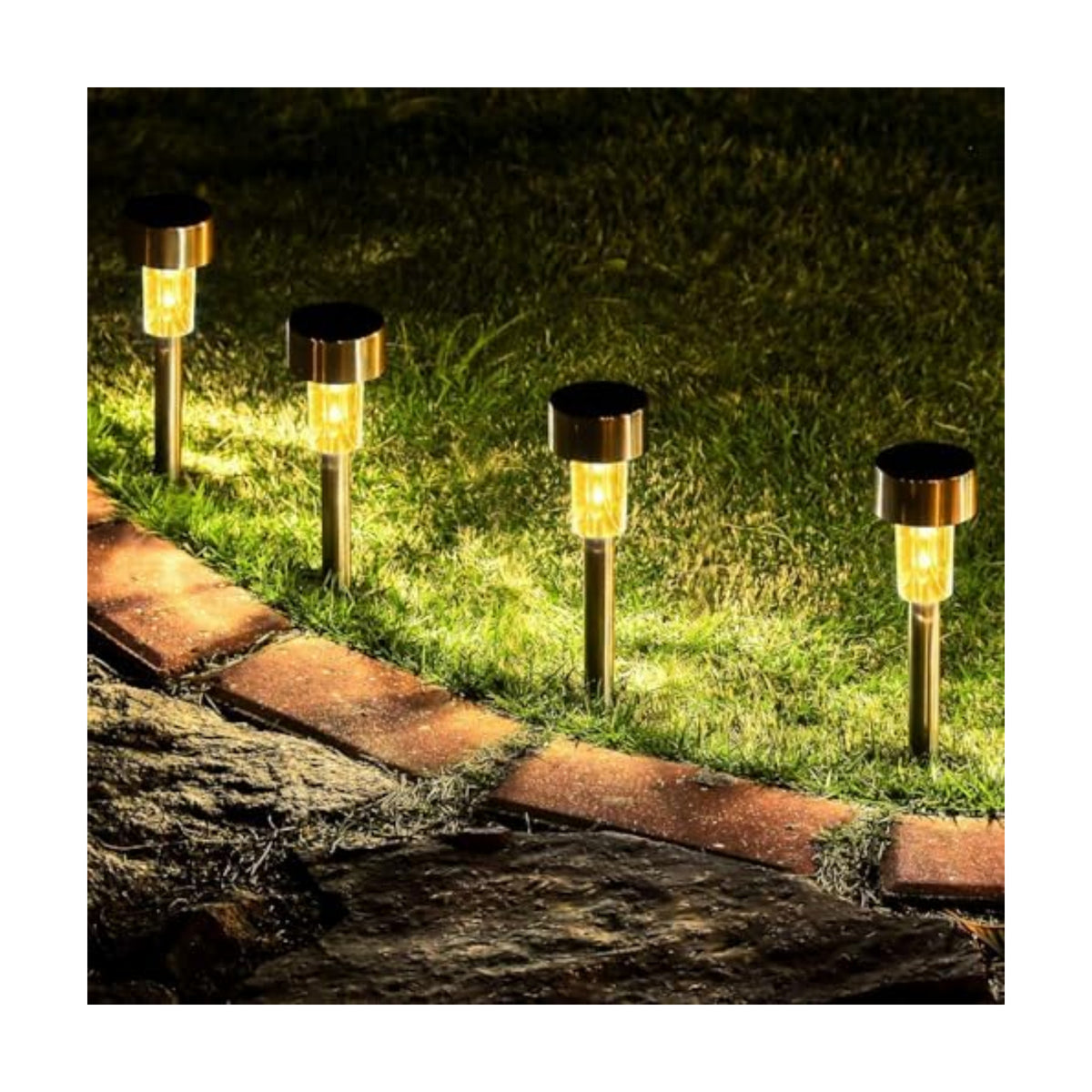 GIGALUMI 16 Pack Solar Lights Outdoor Waterproof, Stainless Steel