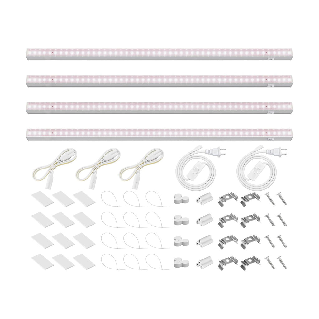 Barrina Grow Lights for Indoor Plants, 2ft 40W (4 x 10W), Linkable, 4 Packs | T5 Grow Lights Full Spectrum, Pinkish
