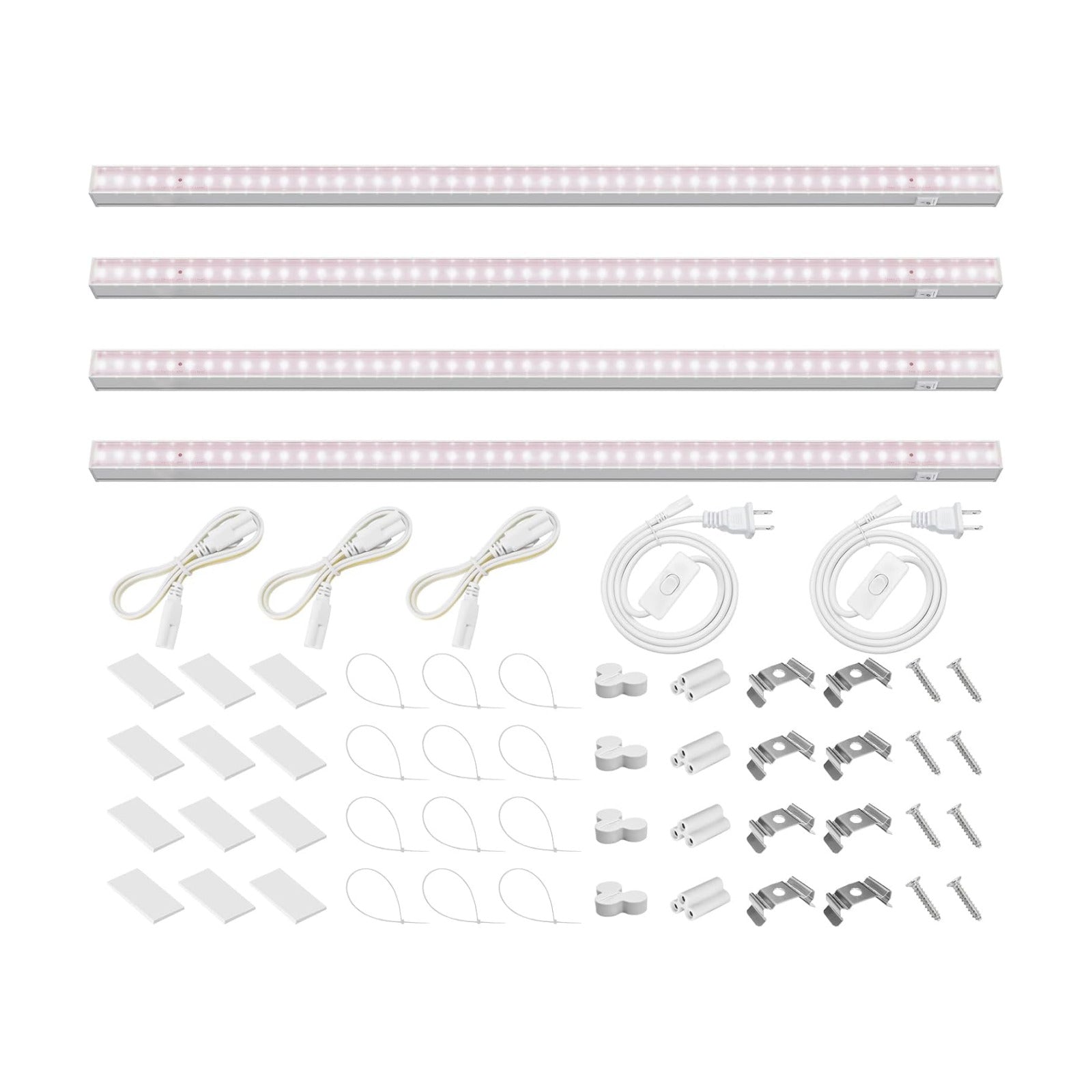 Barrina Grow Lights for Indoor Plants, 2ft 40W (4 x 10W), Linkable, 4 Packs | T5 Grow Lights Full Spectrum, Pinkish