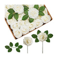 InnoGear Fake Roses 50 Pcs Ivory White Flowers Artificial Faux Foam Floral
