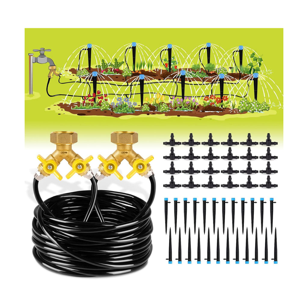 HIRALIY 100ft Drip Irrigation Kit Plant Watering System 8x5mm Blank Distribution Tubing DIY Automatic Irrigation