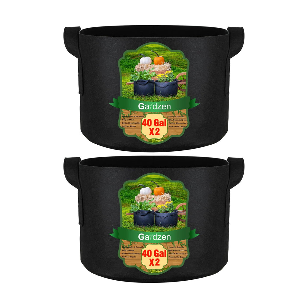 Gardzen 2-Pack 40 Gallon Grow Bags Fabric Pots with Heavy Duty Handles | Excellent Drainage & Breathability, Thickened