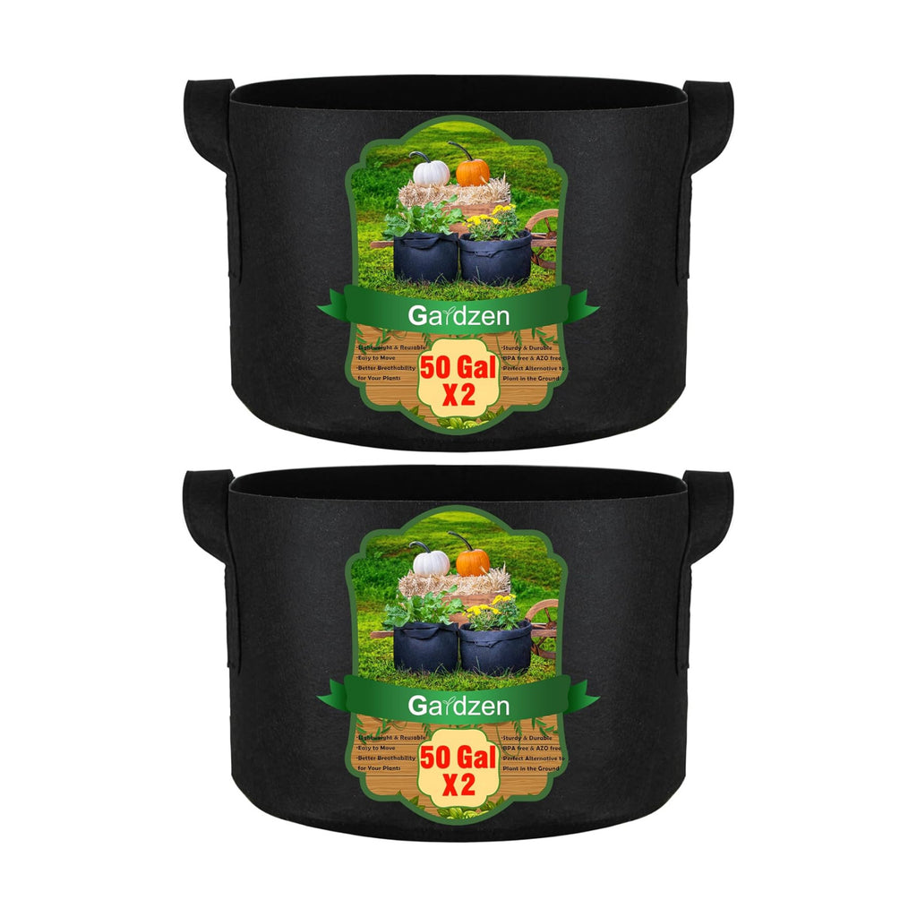 Gardzen 2-Pack 50 Gallon Grow Bags, Aeration Fabric Pots with Handles, Pot for Plants | Excellent Drainage &