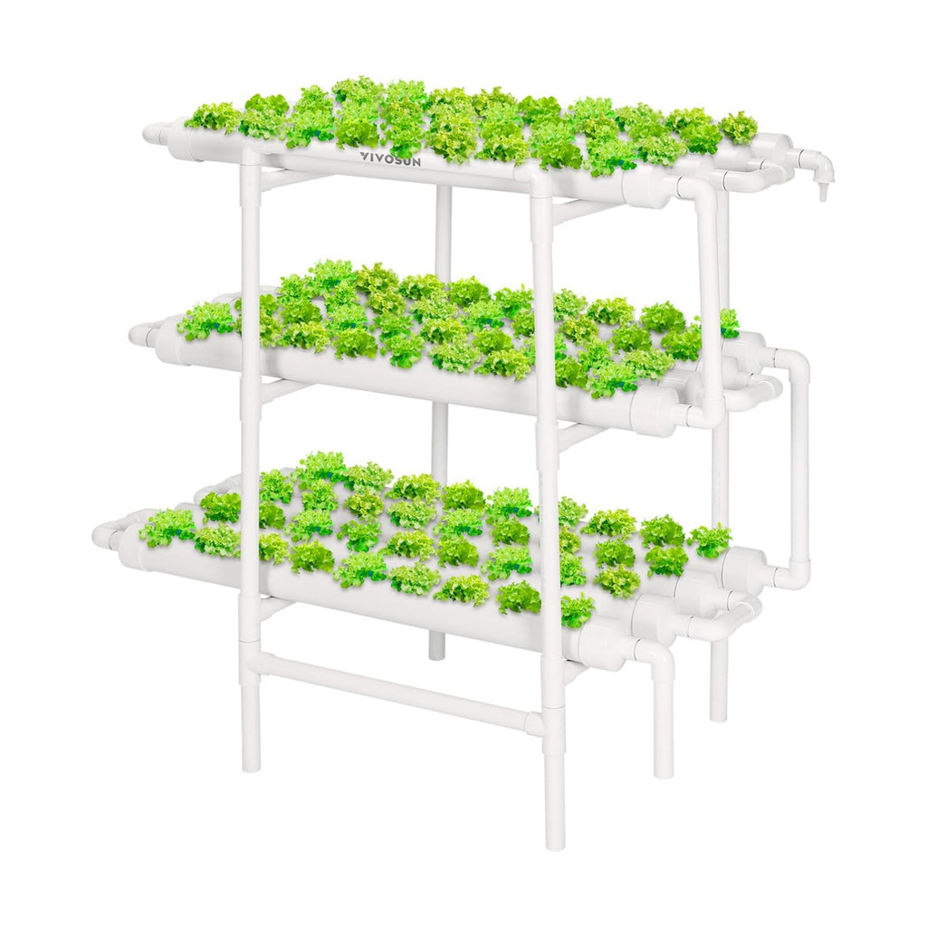 VIVOSUN Hydroponics Growing System 108 Plant Sites, 3 Layers 12 Food-Grade PVC-U Pipes Gardening System Grow Kit with