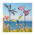 Juegoal 34 Inch Butterfly Garden Stakes Decor, Dragonfly Hummingbird Stakes, Glow in Dark Metal Yard Art for Mom