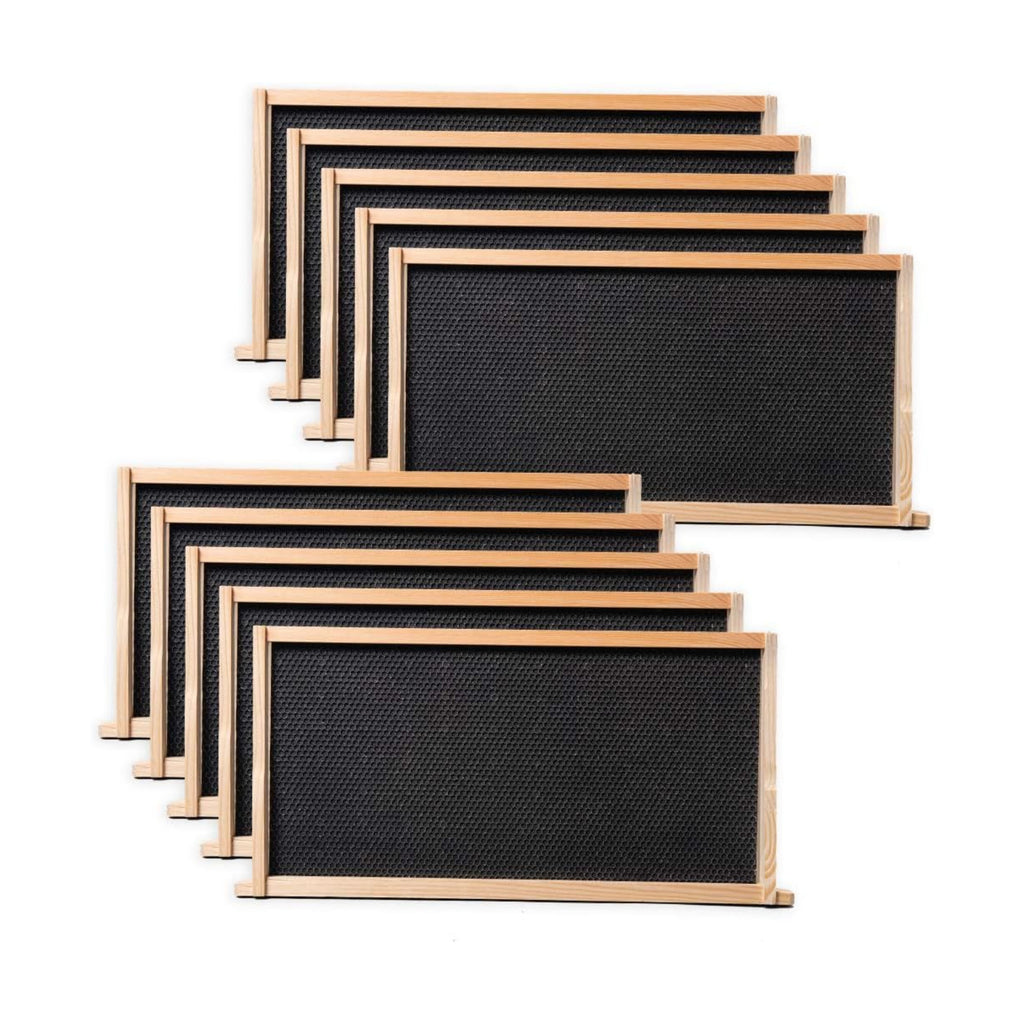 BeeCastle 10 Pack Beehive Frames and Wax Foundations for Deep Brood Bee Hives with Wooden Bee Hive Frames and 100%