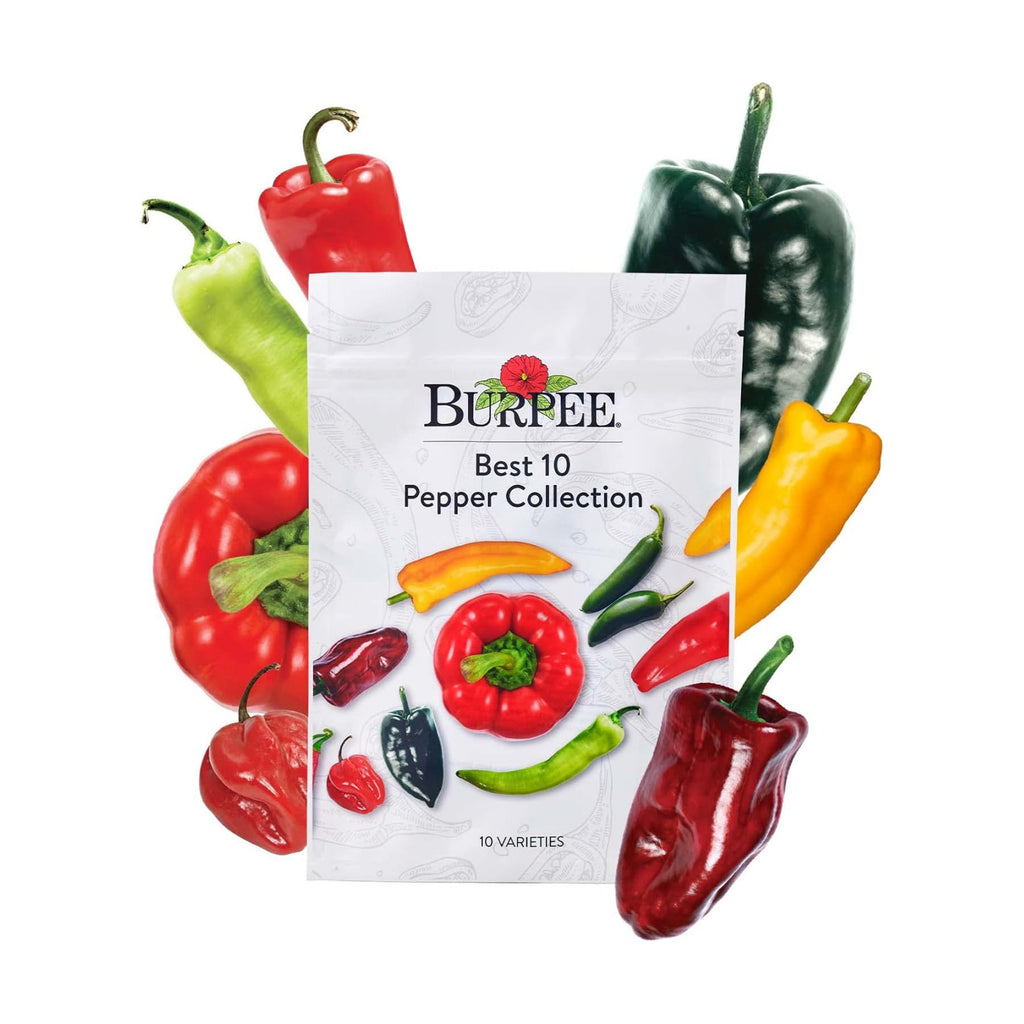 Burpee Best Collection | 10 Packets of Non-GMO Fresh Mix of Hot Pepper & Sweet Varieties | Jalapeno, Bell Pepper Seeds