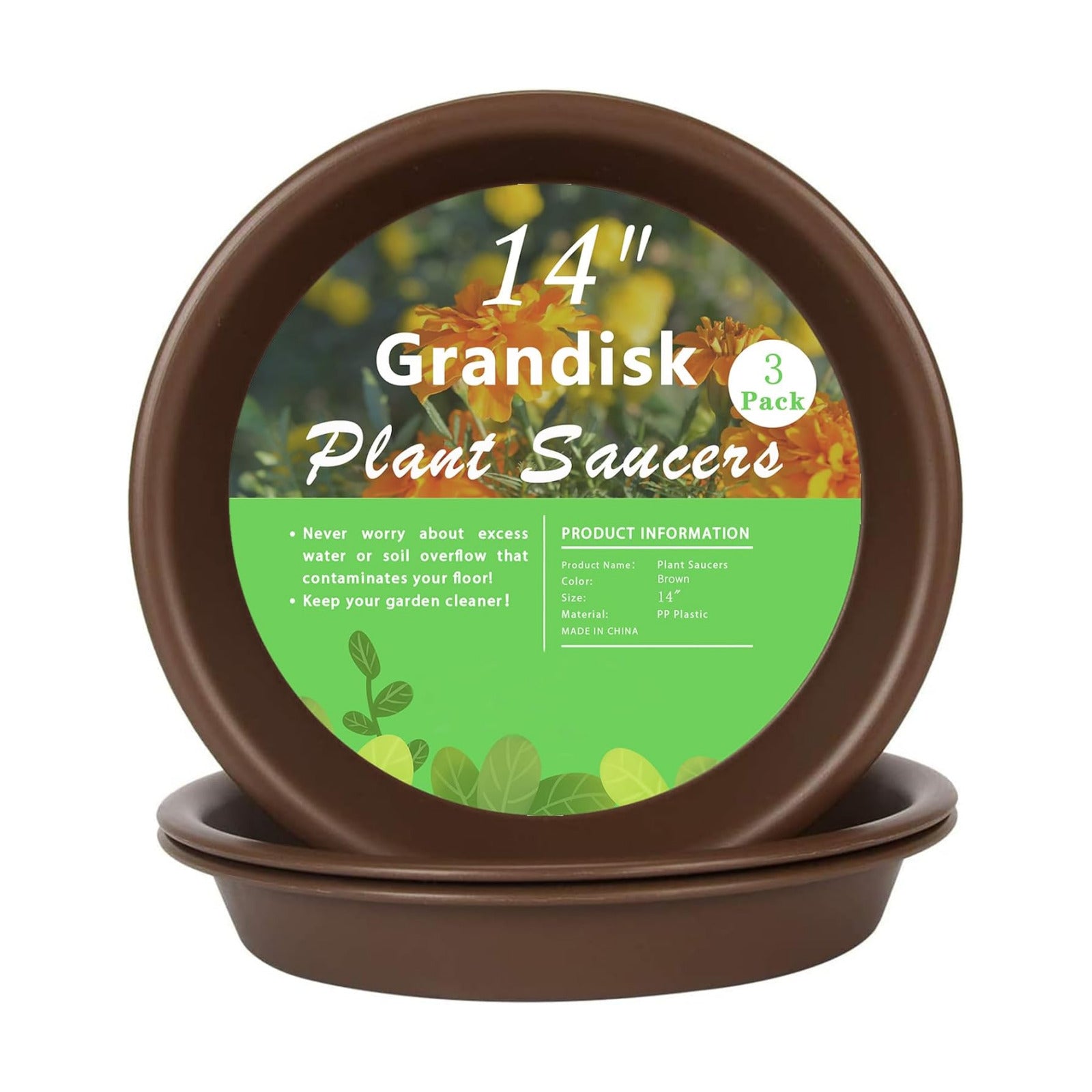 Plant Saucer 14 inch, Heavy Large Planter Durable Thicker Plastic Plant Trays for Indoors and Outdoor, Plant Saucer
