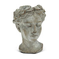 Abbott Collection Extra Small Woman Head Planter | Hand-Finished Greco-Roman Style, Cement, Gray, 6.5"H