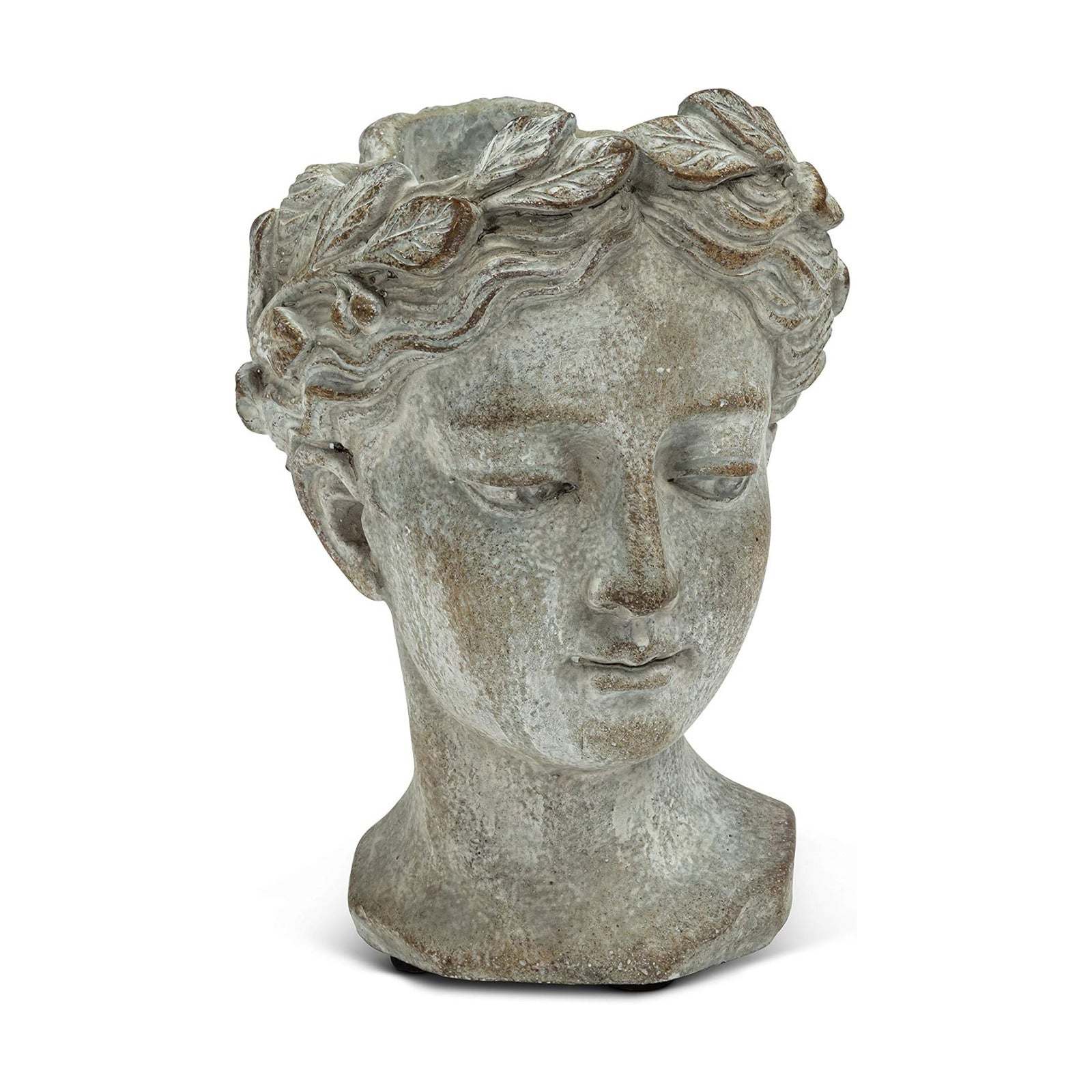 Abbott Collection Extra Small Woman Head Planter | Hand-Finished Greco-Roman Style, Cement, Gray, 6.5"H