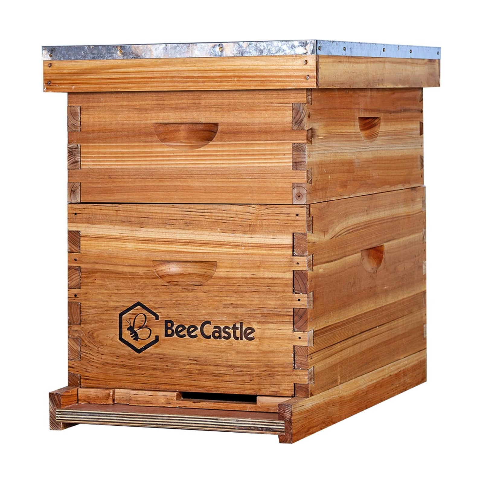 BeeCastle 8 Frame Langstroth Bee Hive Coated with Beeswax Includes Beehive Frames and Waxed Foundations (1 Deep Box & 1