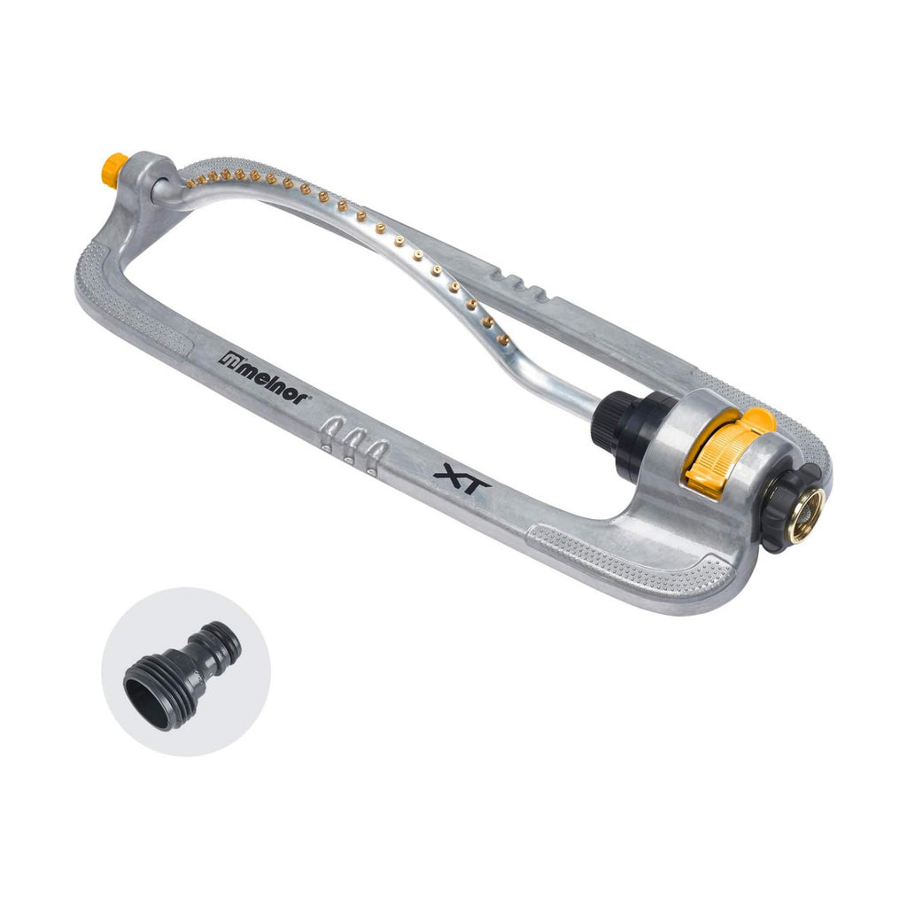 Melnor 65118-AMZ XT Metal Turbo Oscillating Sprinkler with QuickConnect Product Adapter Amazon Bundle, 4000 sq. ft.