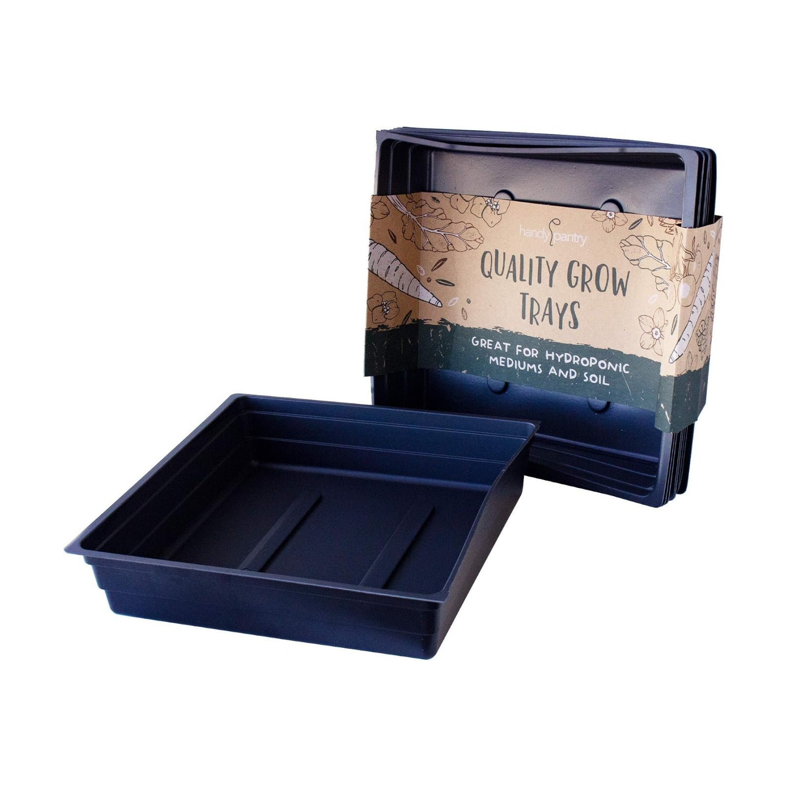 Handy Pantry 10-Pack 1010 Garden Growing Trays Without Drain Holes | 10" x 10" Plastic Plant Trays - Wheatgrass