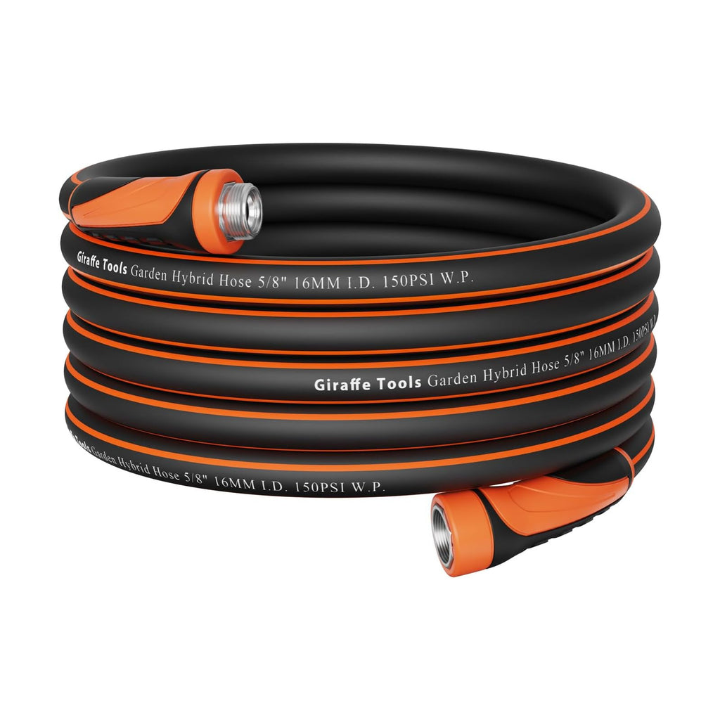 Giraffe Tools Garden Hose 5/8", 50ft Water Hose Heavy Duty | Flexible, Lightweight Hybrid Hose with Swivel Handle, 50ft