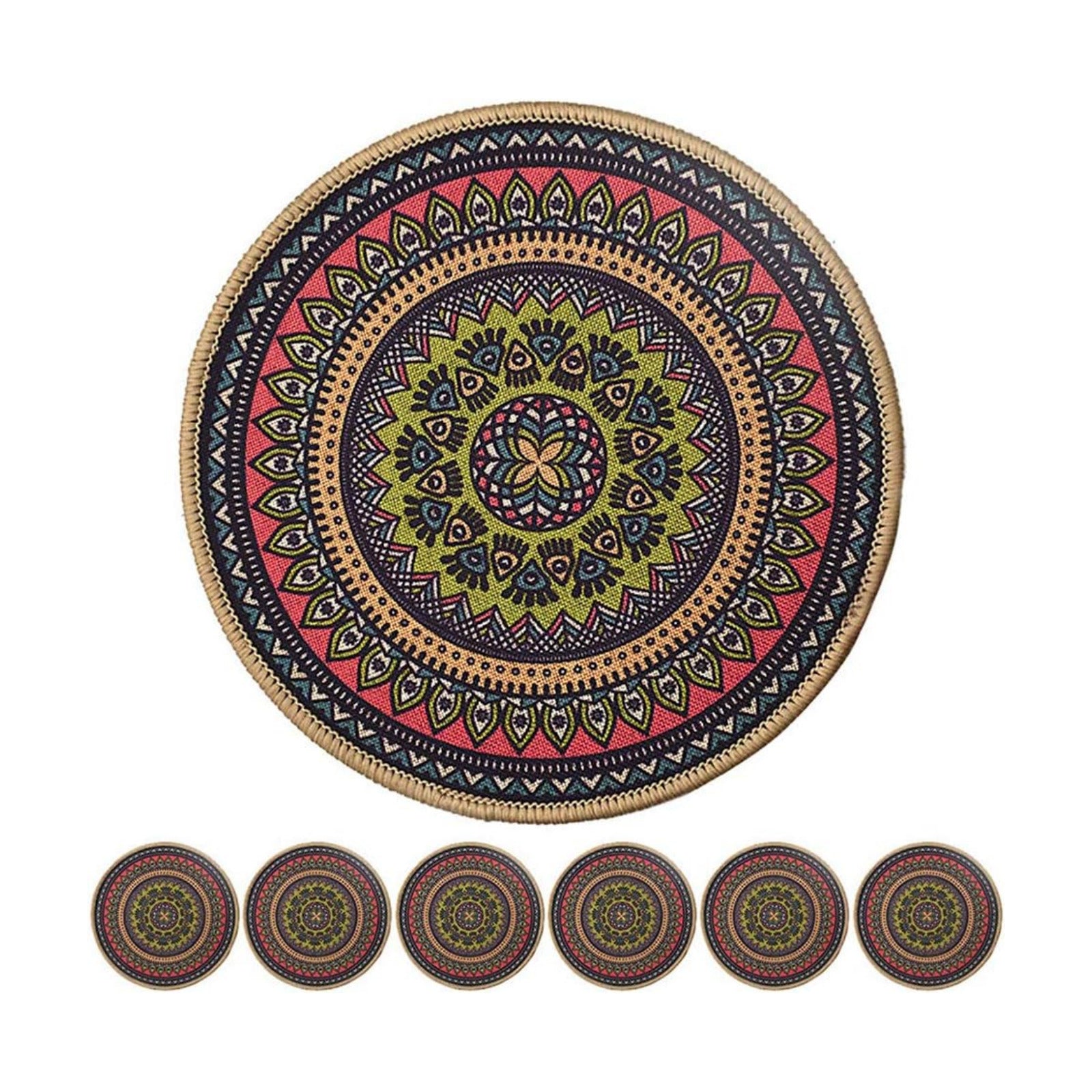 Boho Plant Pot Mat Absorbent Non Slip for Table Desk Floor 8.5" Set of 6