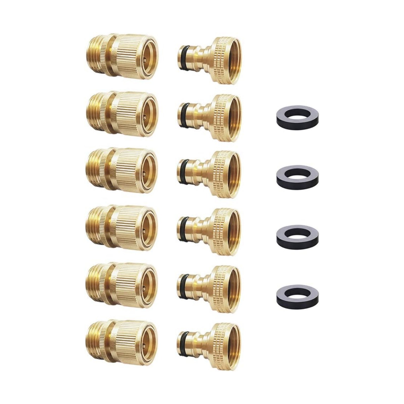 Garden Hose Quick Connect Solid Brass Quick Connector 3/4 inch GHT (6 Sets)