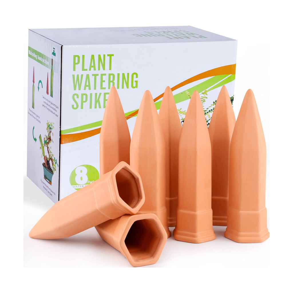 Terracotta Watering Spikes, Set of 8 Pack Plant Watering Devices, Self Terra Cotta Watering Spikes Stakes for Indoor