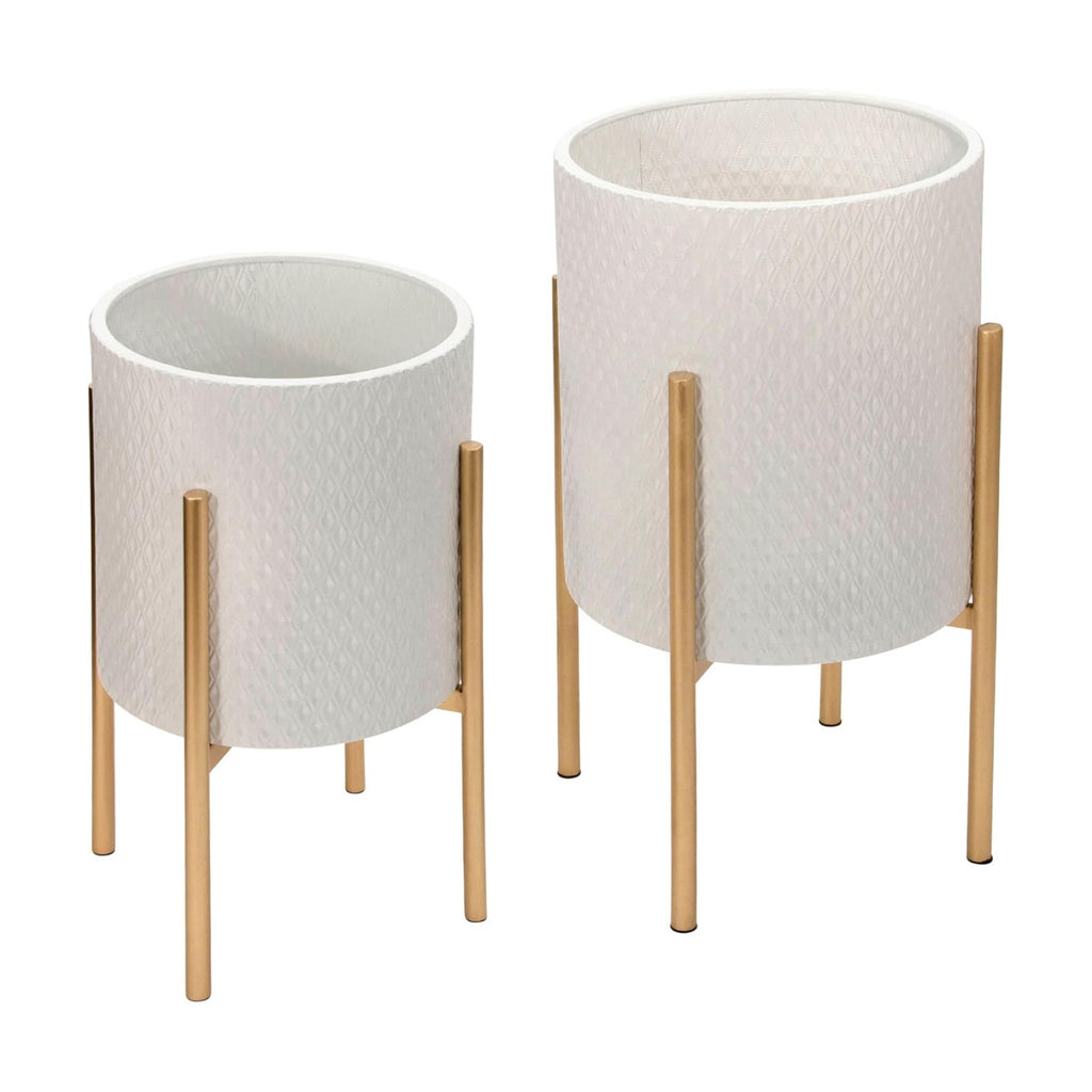 Decorative Flower Pots with Metal Stand for Home Decor - Modern Planters for Hallway, Entryway, and Living Room Decor