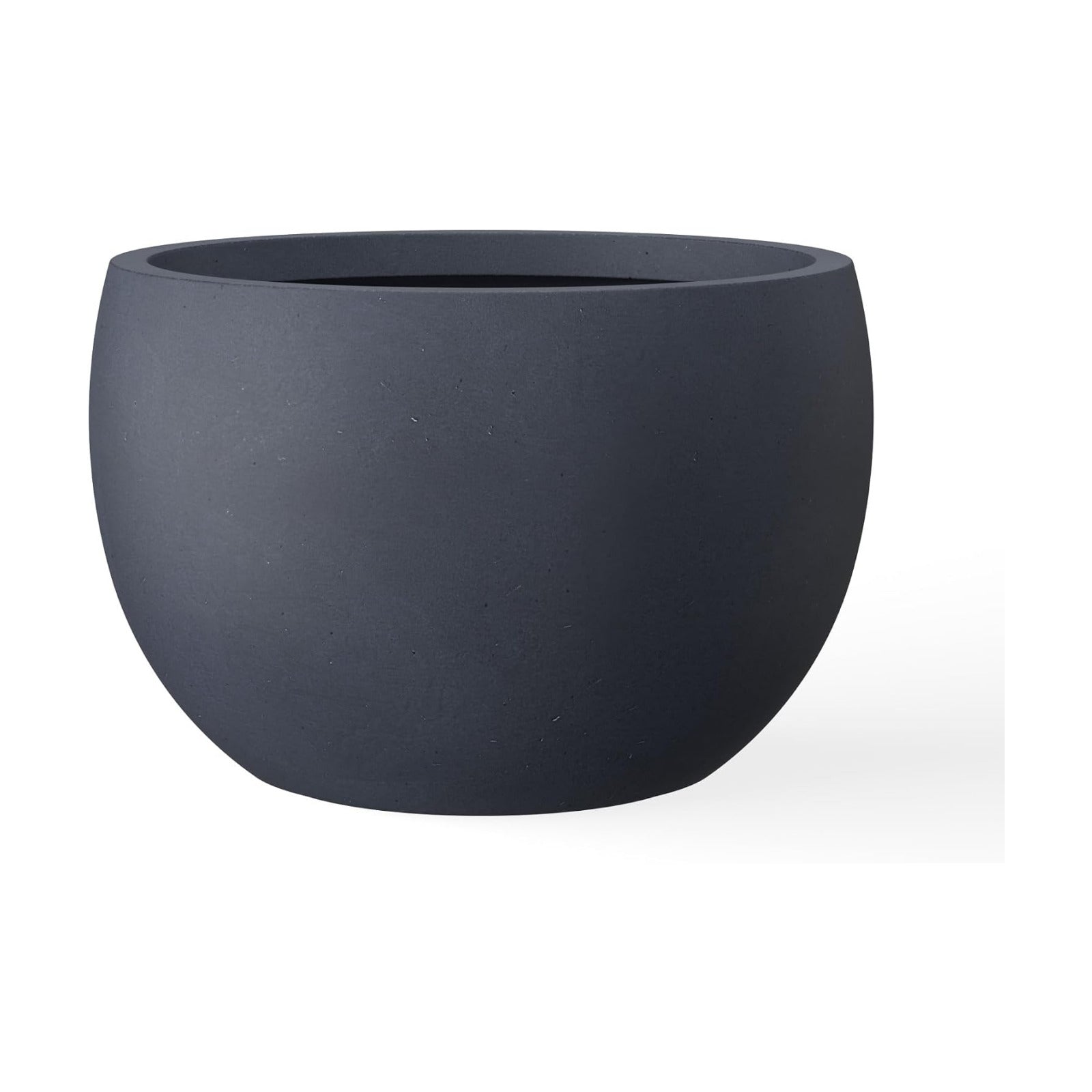 Kante Large Round Bowl Charcoal Concrete Planter 20" Dia, Outdoor | Rubber Plug for Indoor, Drainage for Garden