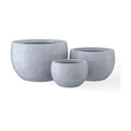 Kante Set of 3 Blue Gray Concrete Bowl Planters 20" 15.7" 11.8" Dia | Drainage for Outdoor, Rubber Plug for Indoor