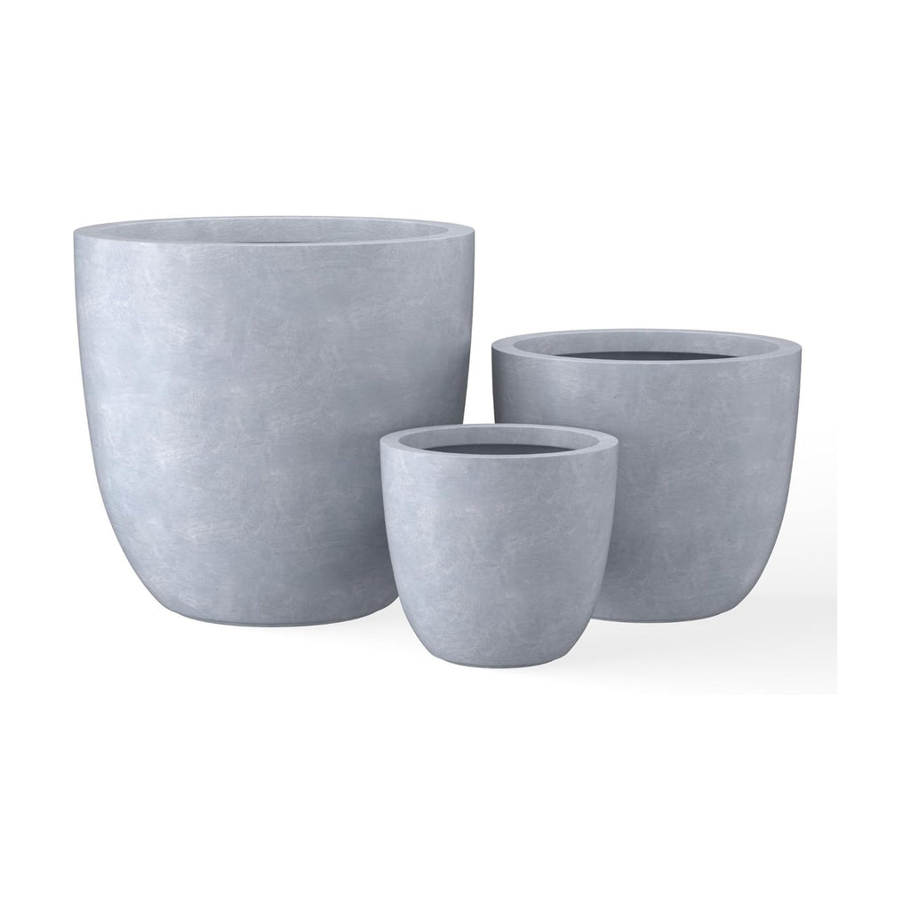 Kante Set of 3 Blue Gray Concrete Bowl Round Planters for Modern Home