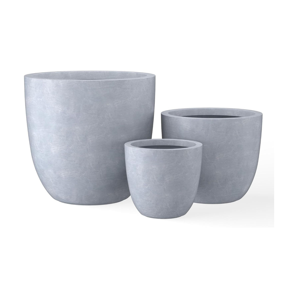 Kante Set of 3 Blue Gray Concrete Bowl Round Planters for Modern Home