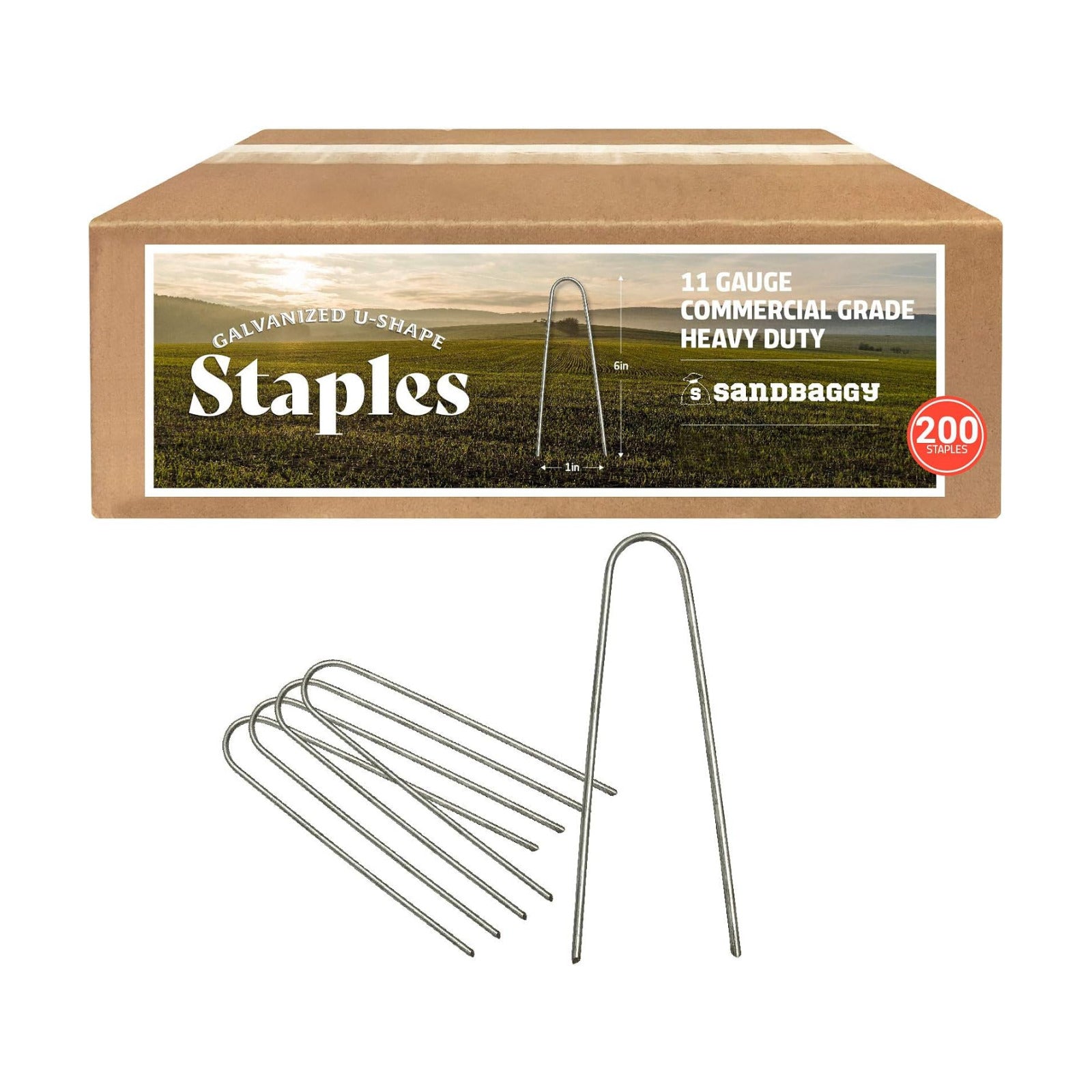Sandbaggy Galvanized 6 Inch Landscape Staples | Industrial Grade Garden Stakes | Designed for Drip Irrigation Tubing &