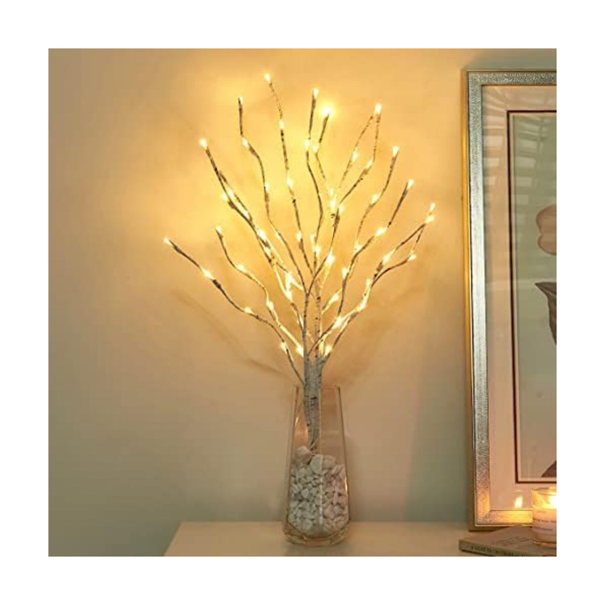 Vanthylit 3PK 30'' Lighted Birch Twig Branches with 60 LED Warm White Bulbs Waterproof Adapter in for Outdoor and Indoor Decor