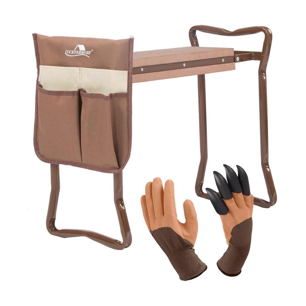 Garden Kneeler and Seat Folding Kneeling Bench Stool with Tool Pouches Soft EVA Foam for Gardening,Asiento Garden