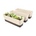 SUREAM 3 Pack Indoor Window Box Planter, 12x3.8 Inch Rectangle Herb Planter with Tray, Modern Small Succulent Cactus Flower Plastic Plant Pot for Window Sill, Garden Balcony, Office Shelf Decoration