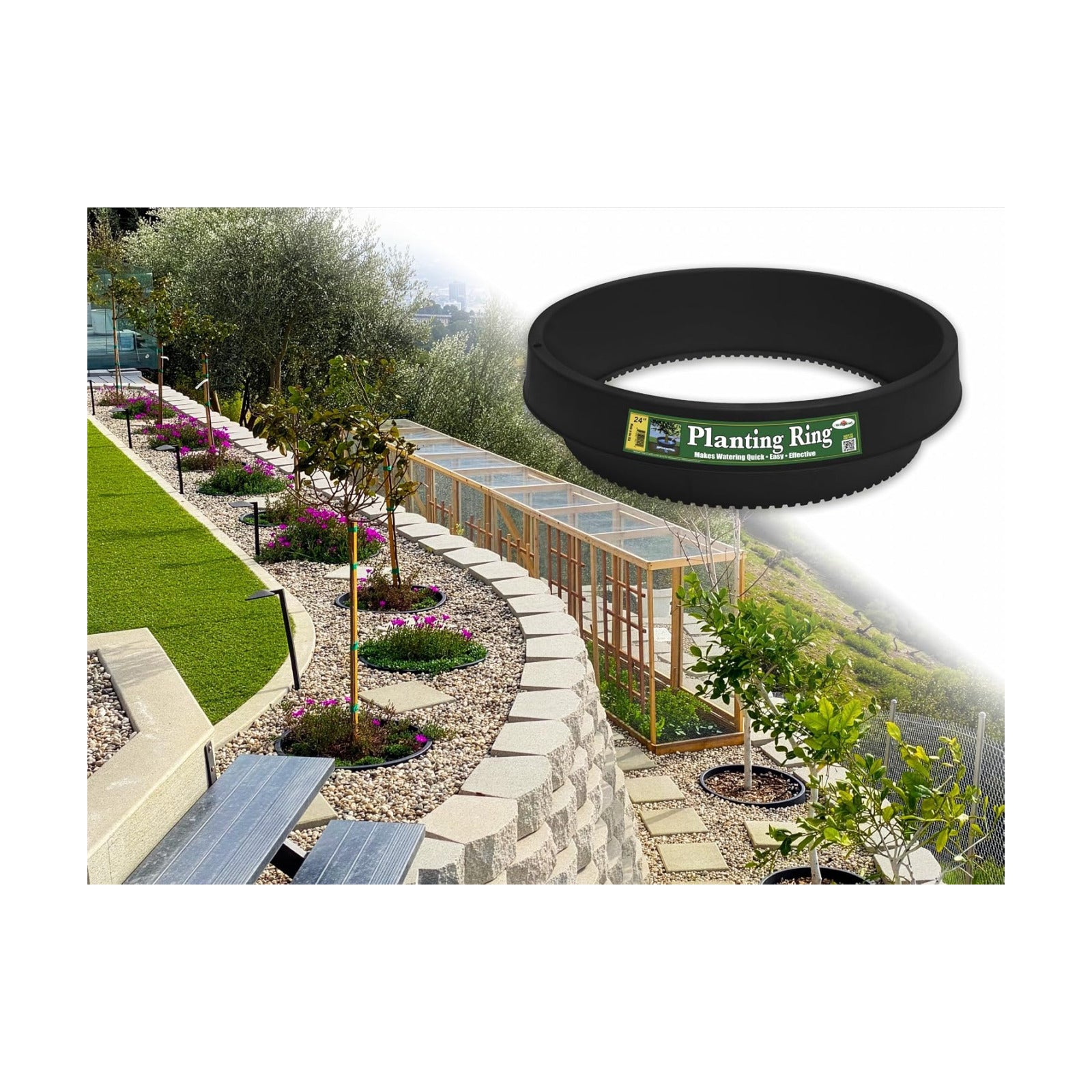 6-Pack 24-inch Tree Planting Rings – Deep Root Watering Basin & Edging.