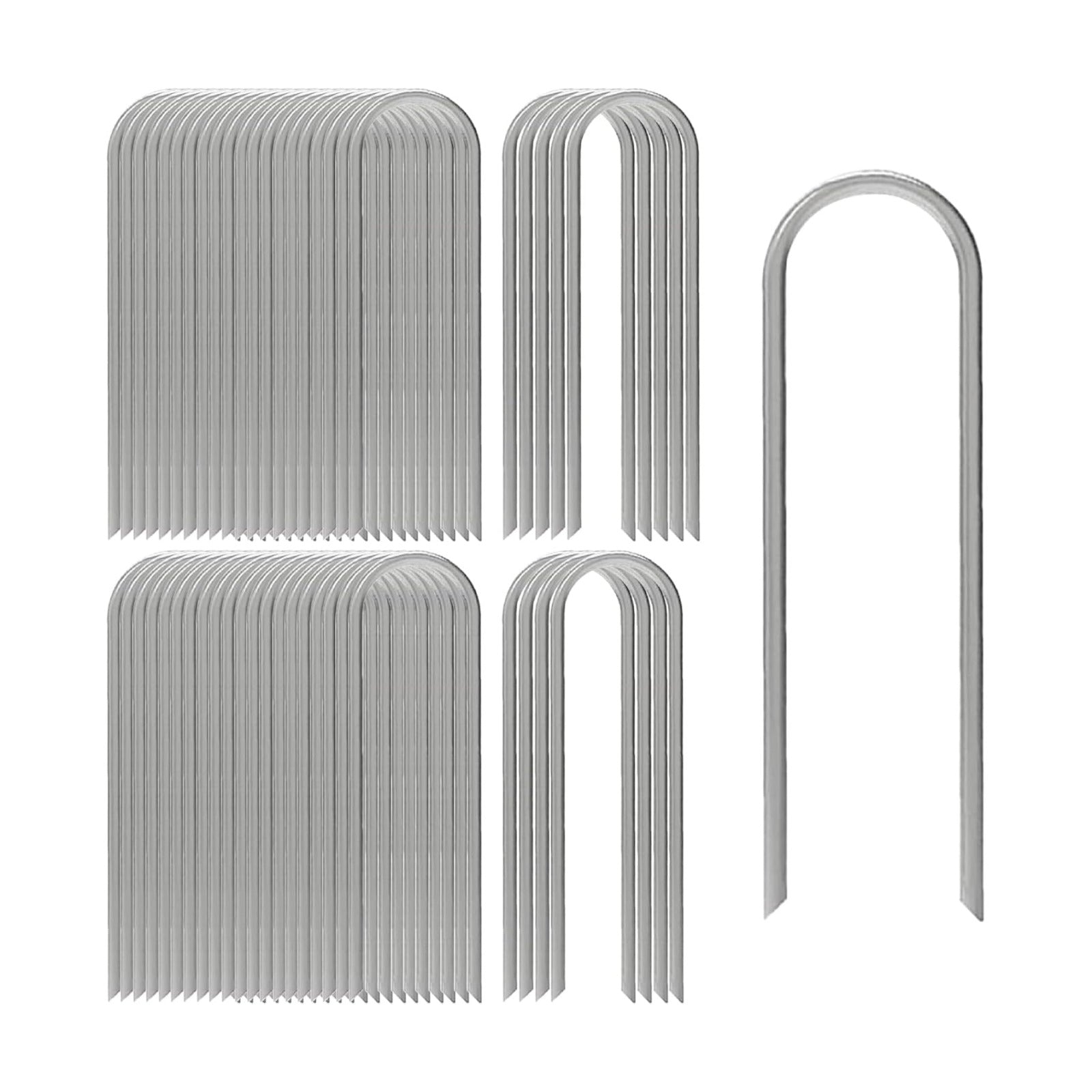 U Shaped Garden Stakes 12 Inch, Galvanized Landscape Staples for Tube | 50 Pack Heavy Duty Yard Ground Spikes 11 Gauge