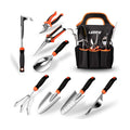 9 Piece Garden Tool Set | Heavy Duty Stainless Steel, Ergonomic Non-Slip Rubber Handles, Pruning Shears, Trowel, 600D