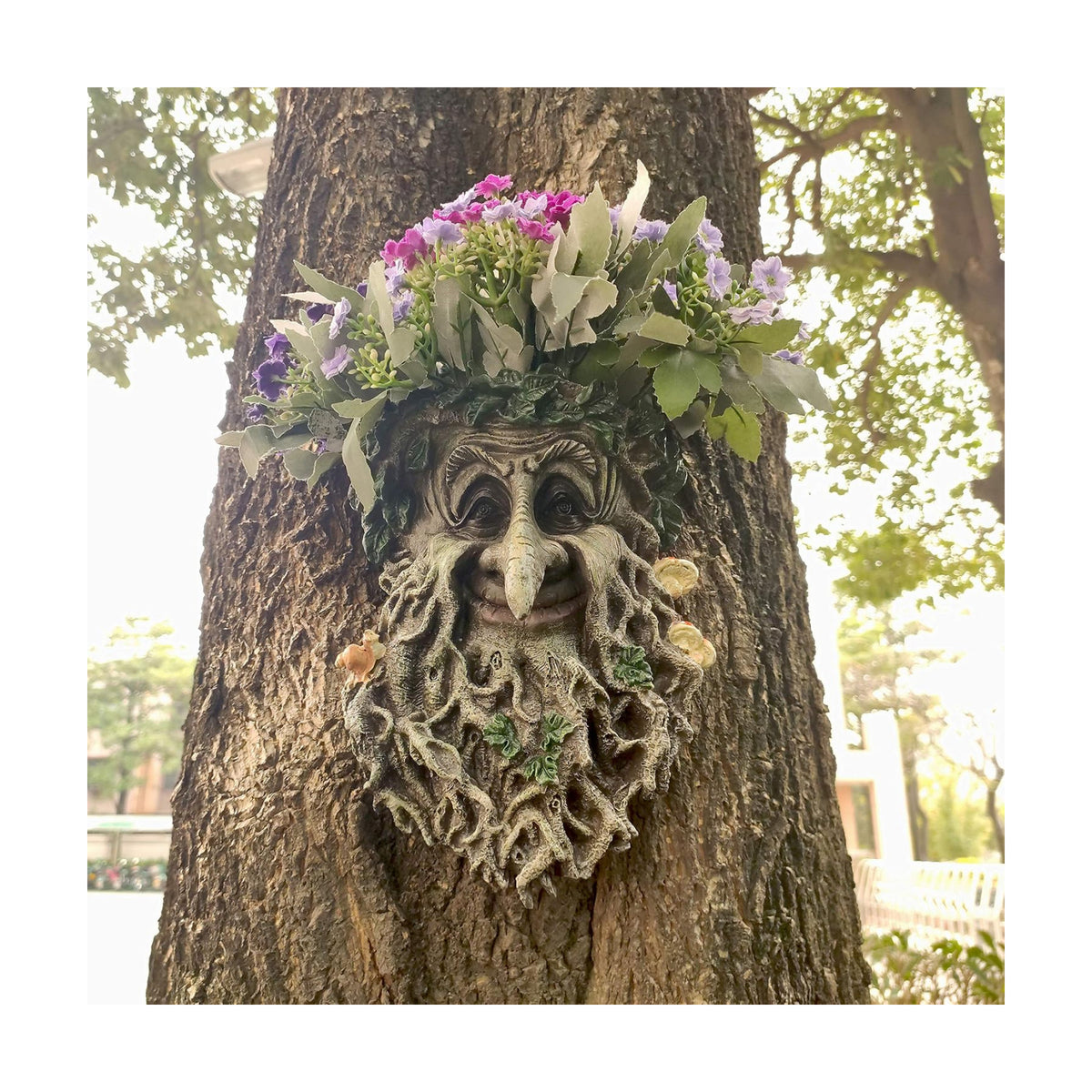 Old Man Tree Face Decor Sculpture Flower Planter Pot by Waterproof Resin, for Indoor, Outdoor, Home Decor, Garden