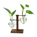 XXXFLOWER Plant Propagation Station Terrarium Wooden Stand 2 Love Bulb Vase
