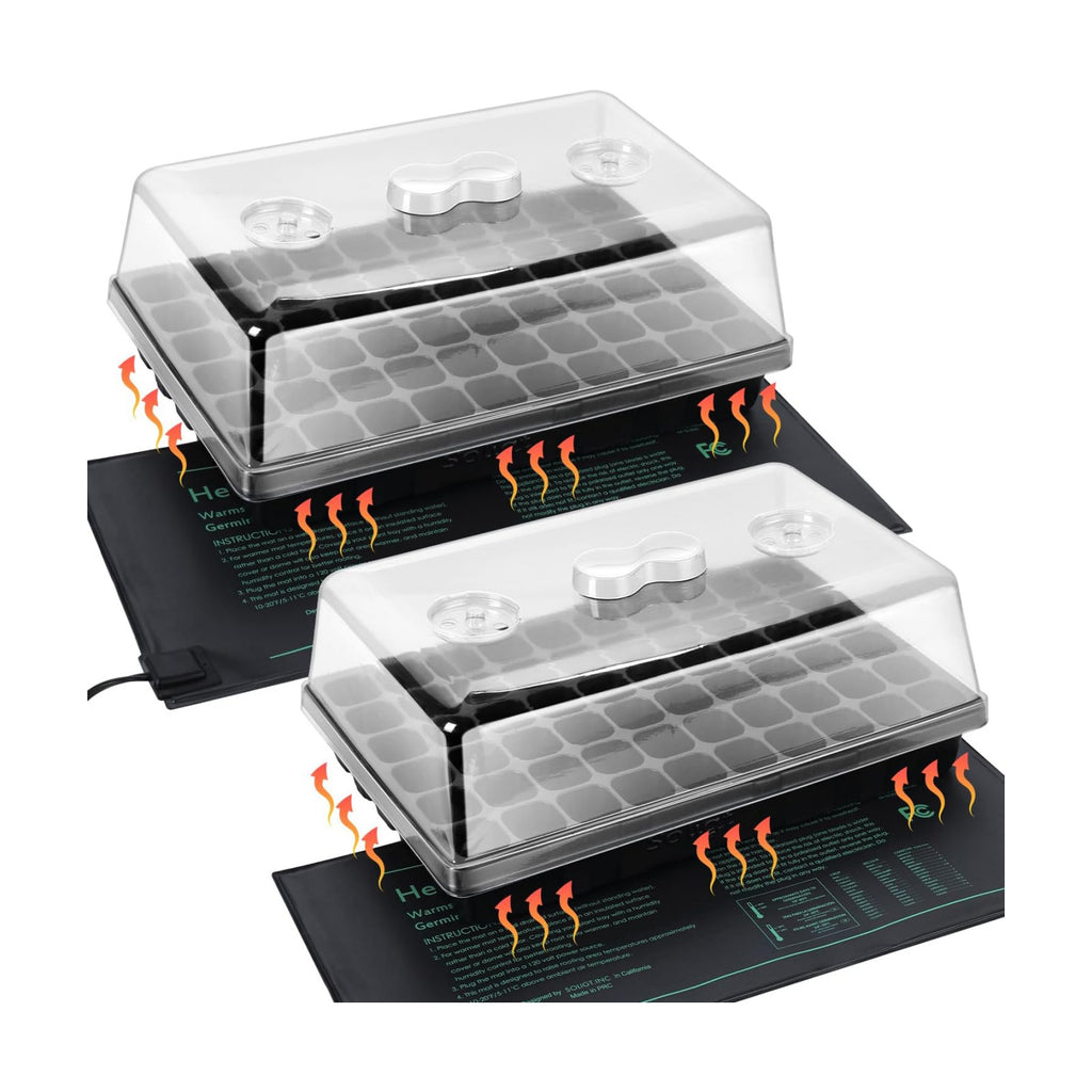SOLIGT 2 Set 60-Cell Seed Starter Kit with Domes, Cell Trays and Heat Mats